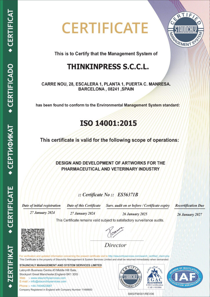 Certificado ISO THINKINPRESS English