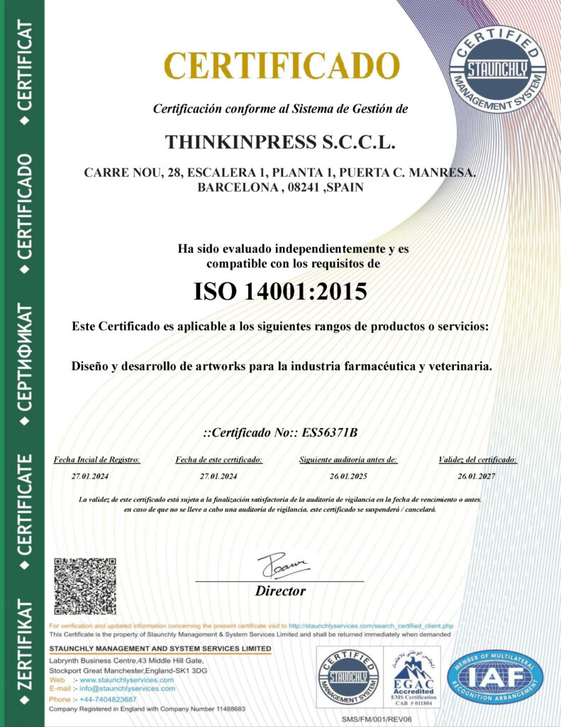 Certificado ISO THINKINPRESS Spanish